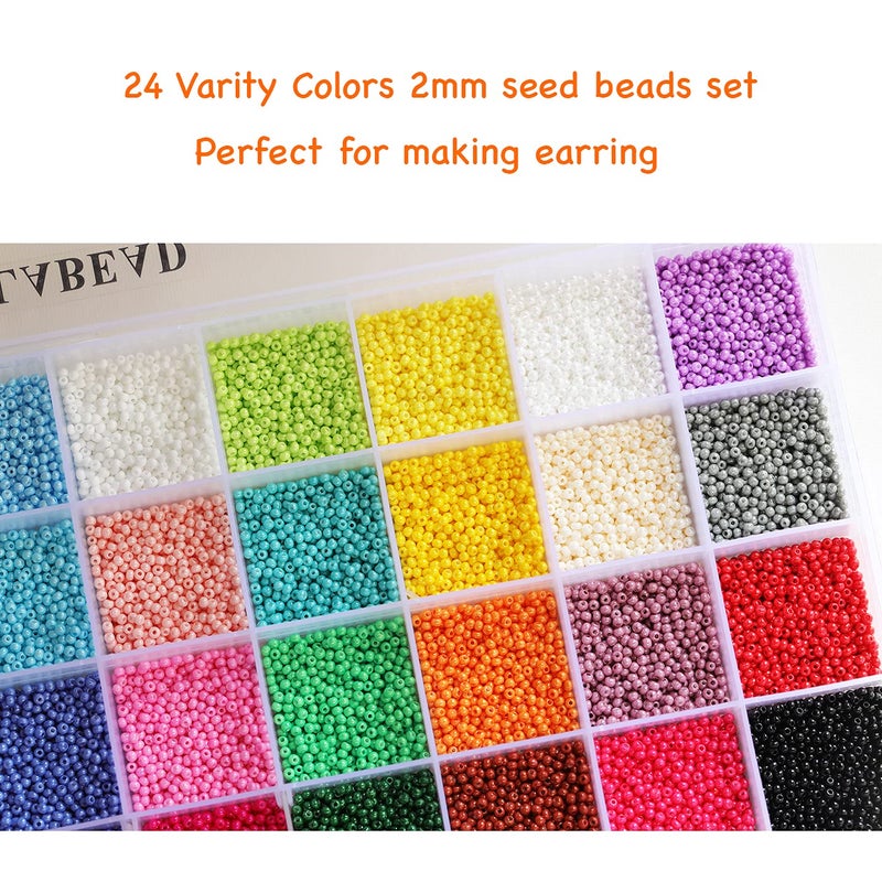 BALABEAD 2mm Round Size Almost Uniform Seed Beads for Making Earring, About 20000pcs in Box 24 Pearled Color 12/0 Small Seed Beads (850pcs/Color, 24 Colors) - Image 2
